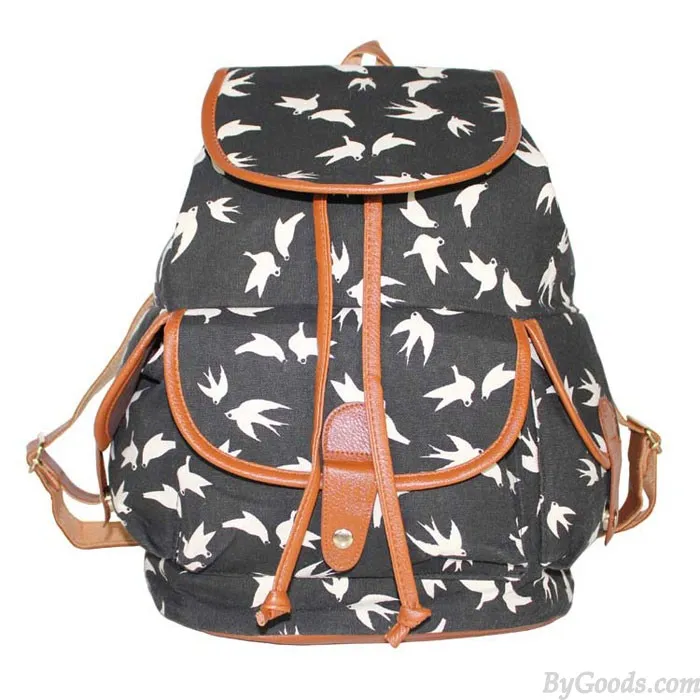 Gentlewoman Style Swallow Printed Canvas Leisure Backpacks Rucksack