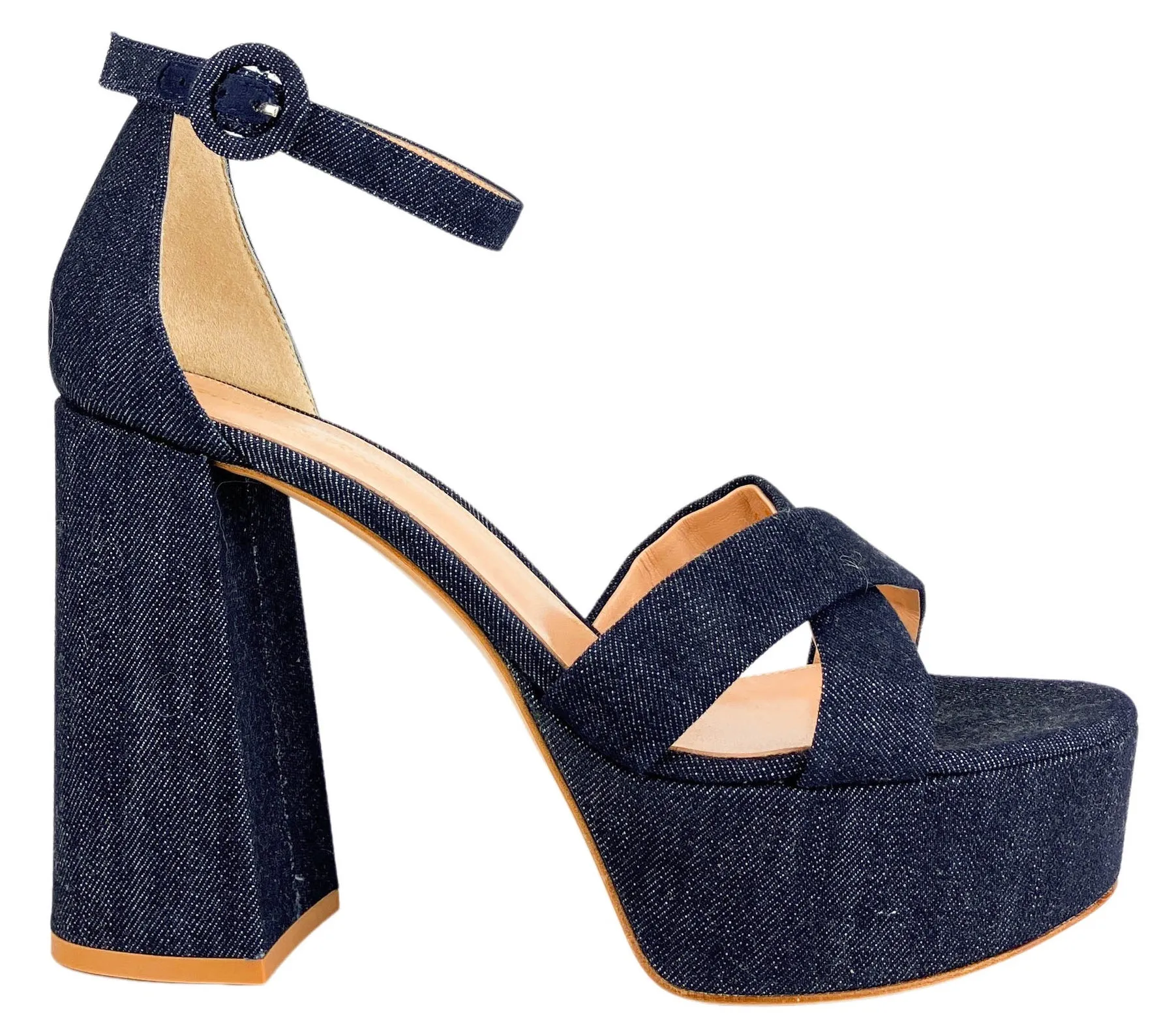 Gianvito Rossi Sheridan Platform Heels in Denim Denim