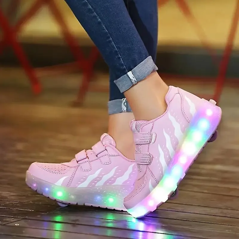 Girl Boy LED Light Up Roller Shoes, Detachable Wheel Skate Sneakers For Kids