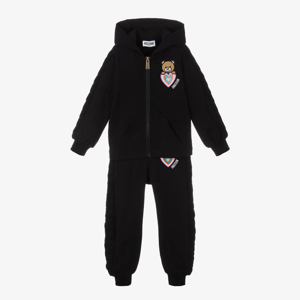 Girls Black Teddy Tracksuit