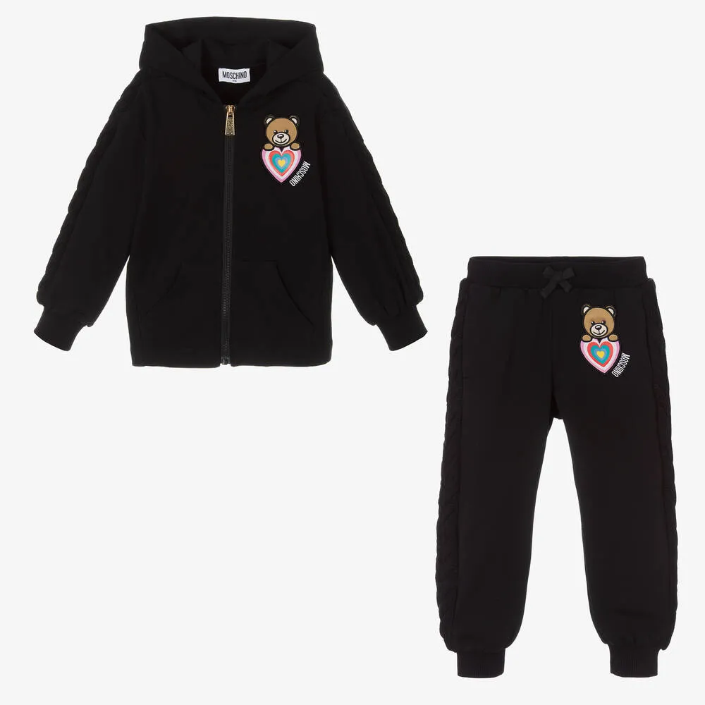 Girls Black Teddy Tracksuit