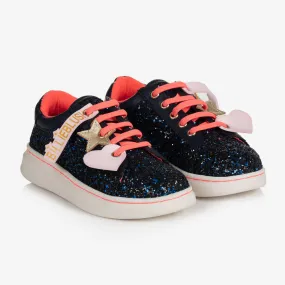 Girls Blue Glitter Trainers