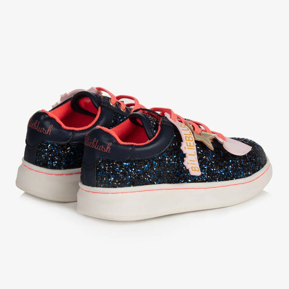 Girls Blue Glitter Trainers