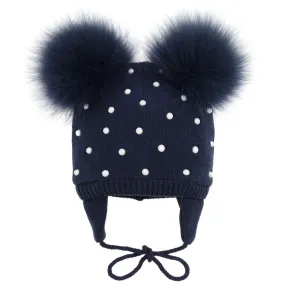 Girls Blue Pom-Pom Hat