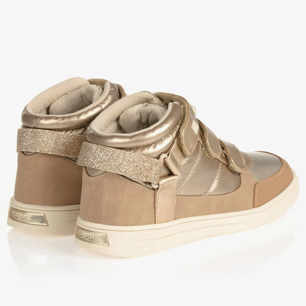 Girls Gold High-Top Trainers