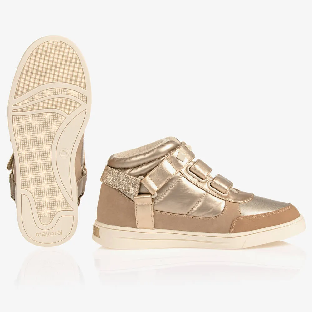 Girls Gold High-Top Trainers