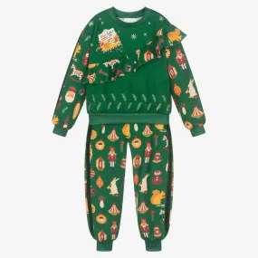 Girls Green Festive Tracksuit