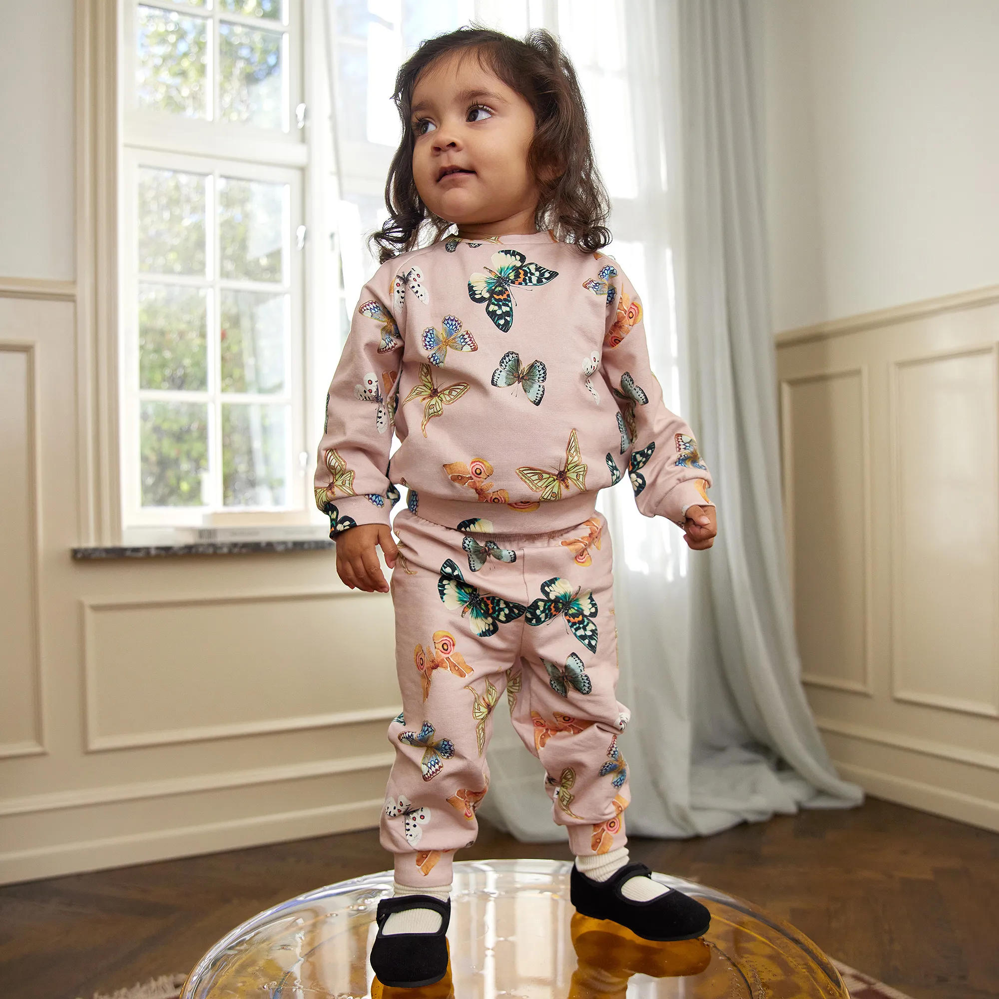 Girls Pink Butterfly Print Organic Cotton Tracksuit