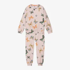 Girls Pink Butterfly Print Organic Cotton Tracksuit