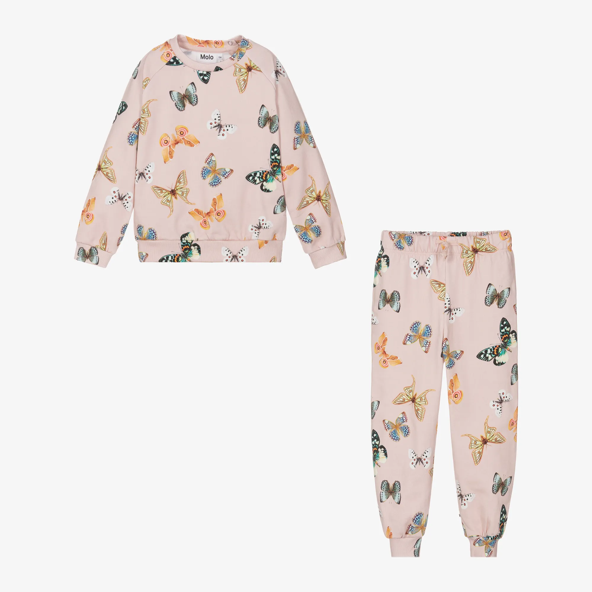 Girls Pink Butterfly Print Organic Cotton Tracksuit