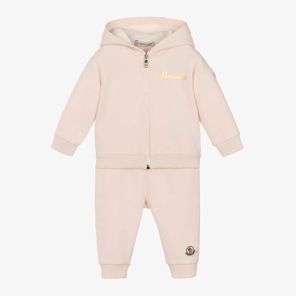 Girls Pink Cotton Tracksuit