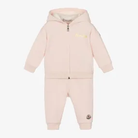 Girls Pink Cotton Tracksuit