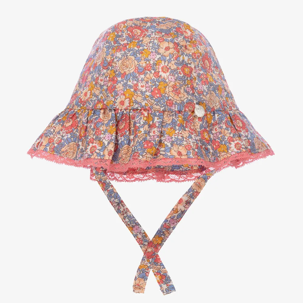 Girls Pink Floral Liberty Hat