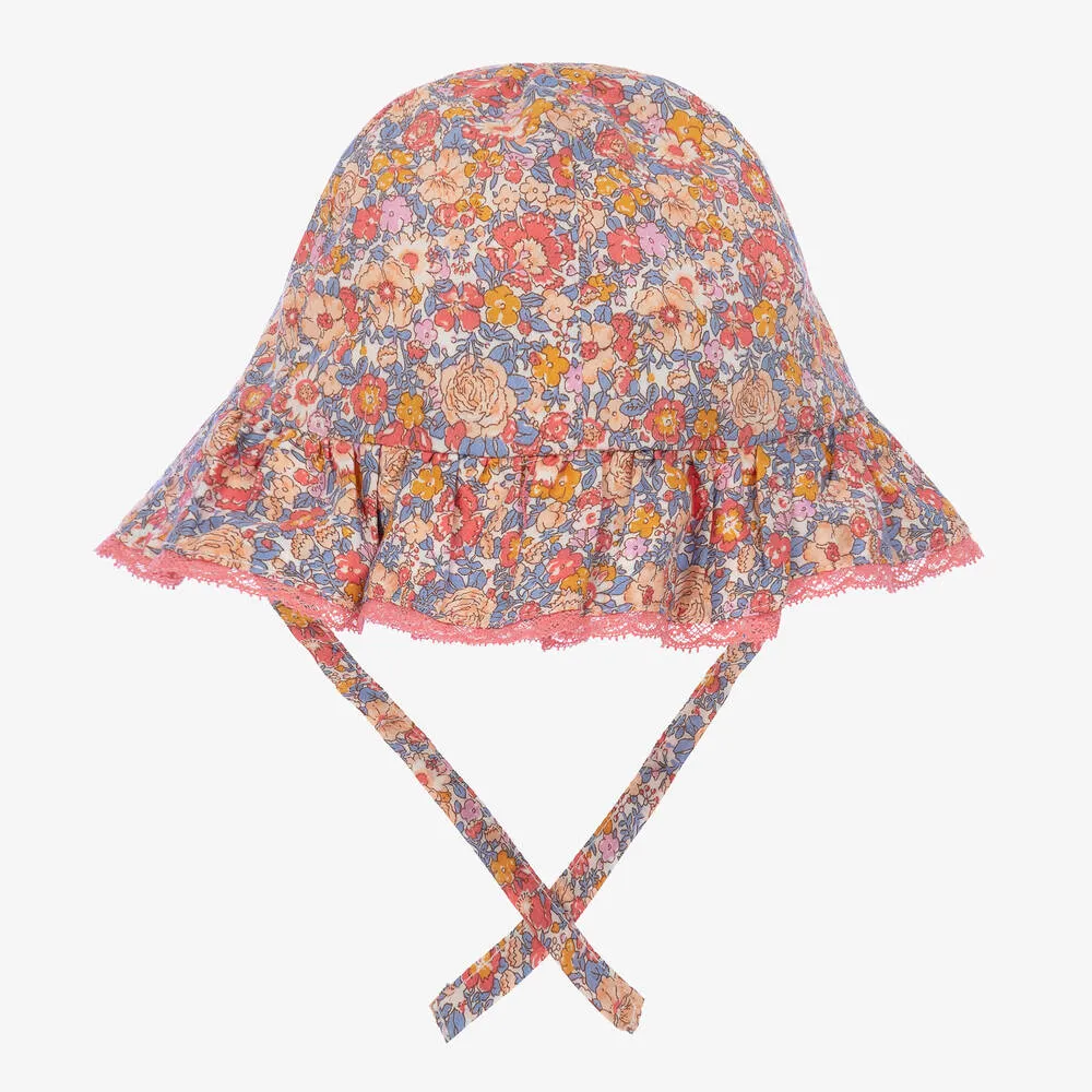 Girls Pink Floral Liberty Hat