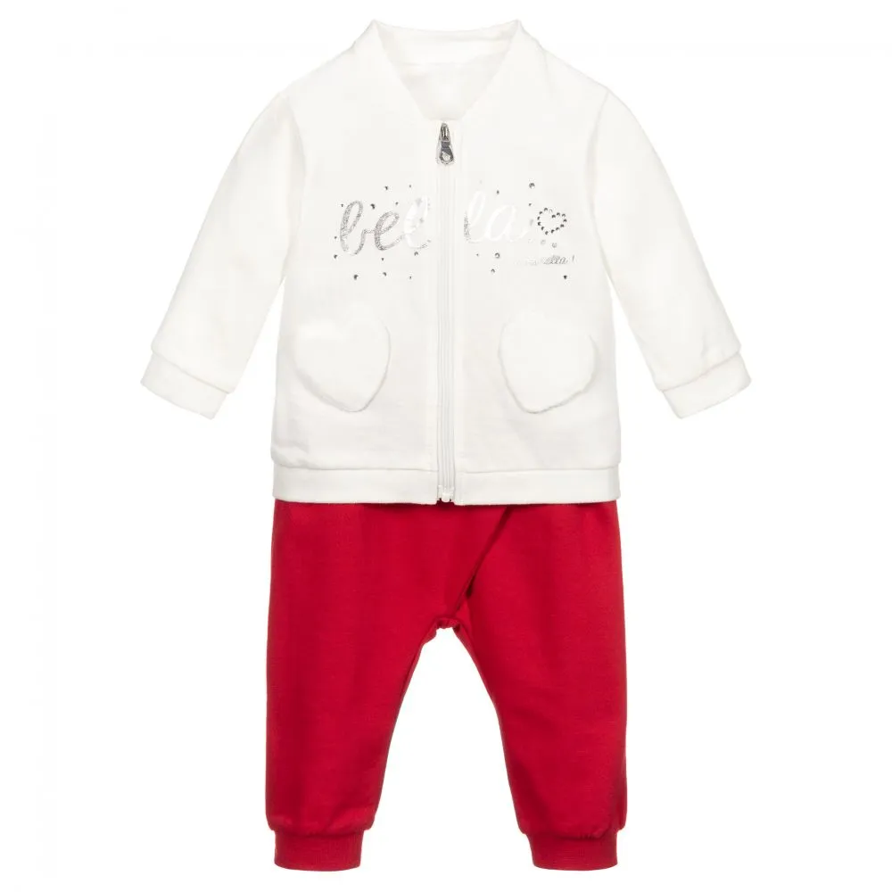 Girls Red & White Tracksuit