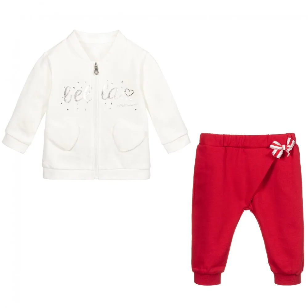 Girls Red & White Tracksuit