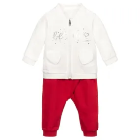 Girls Red & White Tracksuit