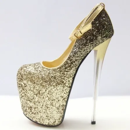 Gold Glitter Wine Glass Stiletto High Heels