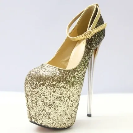 Gold Glitter Wine Glass Stiletto High Heels