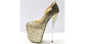 Gold Glitter Wine Glass Stiletto High Heels