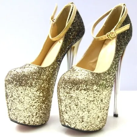 Gold Glitter Wine Glass Stiletto High Heels