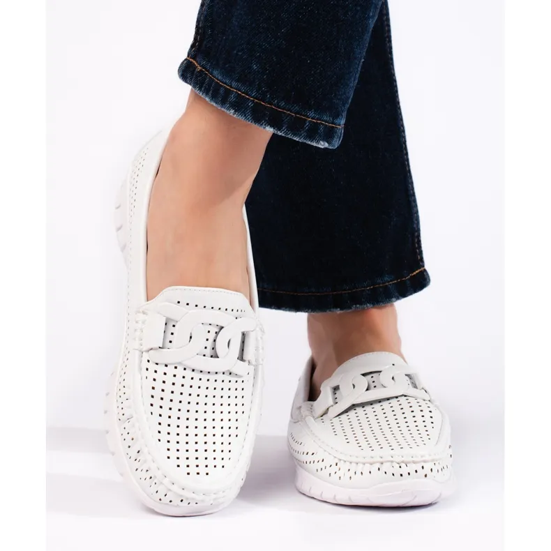 White Women's Openwork Moccasins by Goodin