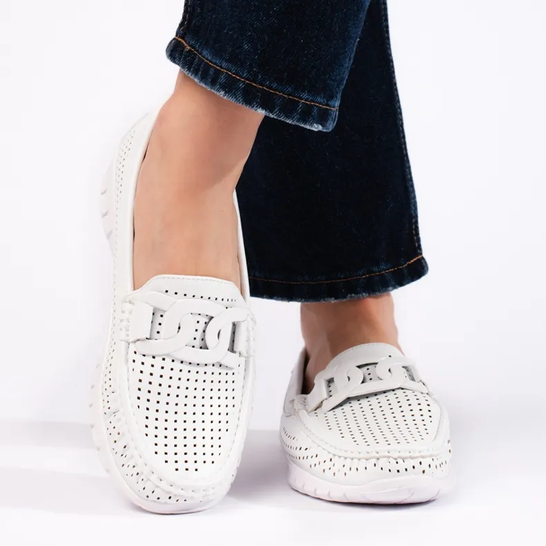 White Women's Openwork Moccasins by Goodin