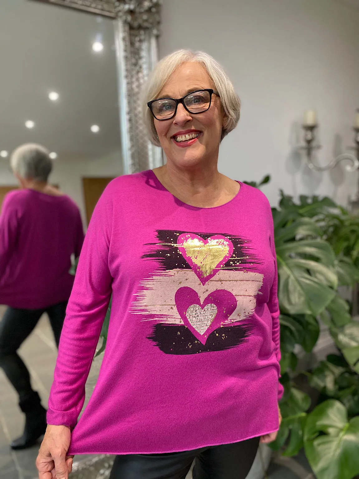 Grape Brushstroke Heart Knit Patsy