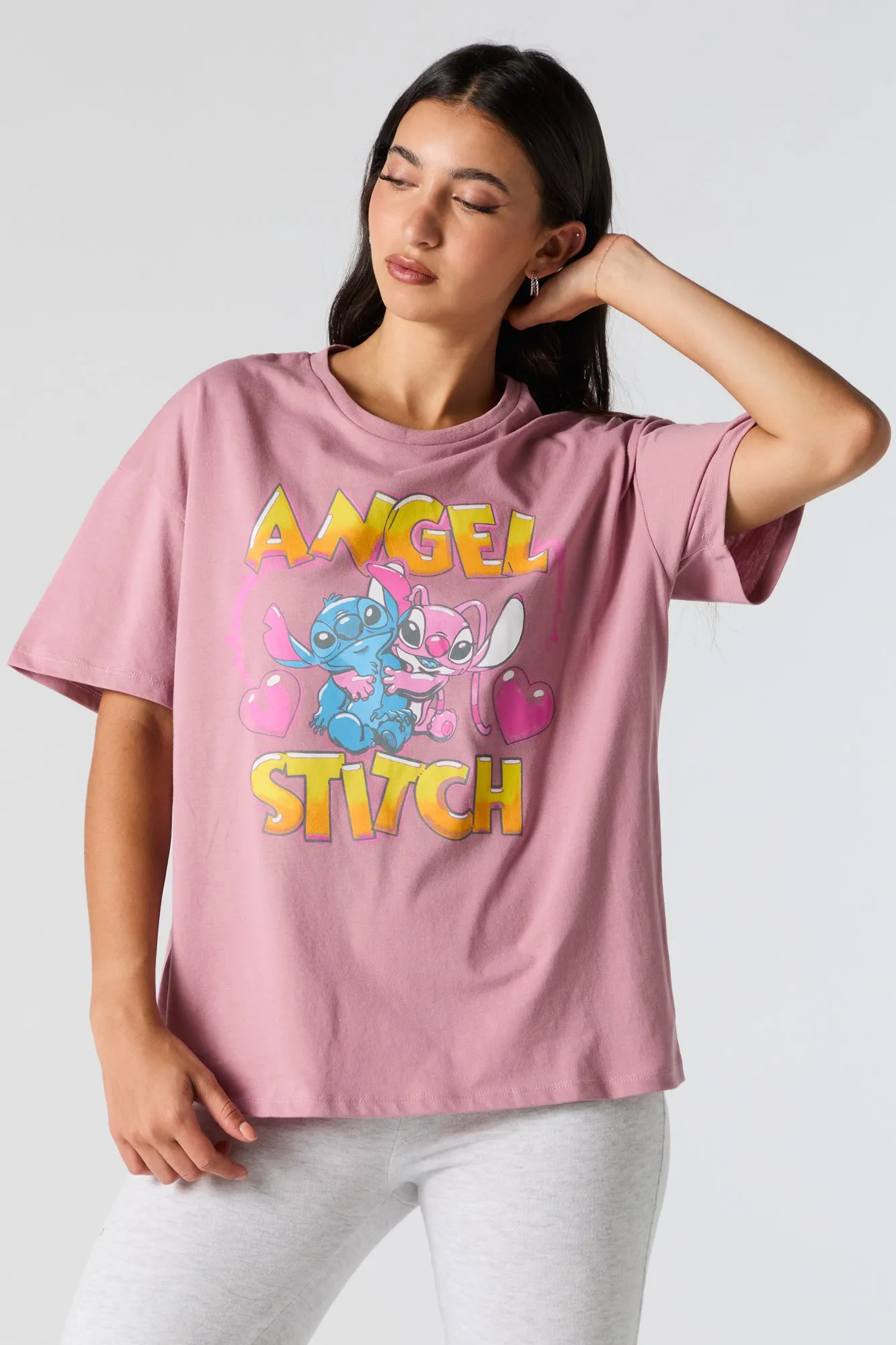 Graphic Angel and Stitch Boyfriend T-Shirt