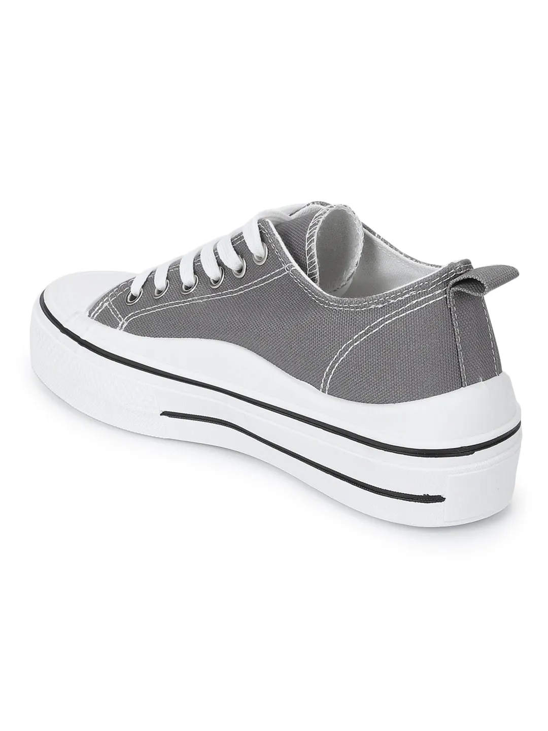 Grey Canvas Lace-Up Sneakers (TC-RS3486-GRY)