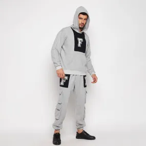 Grey Fleece Varsity Oversized Sweatshirt and Joggers Clothing Set