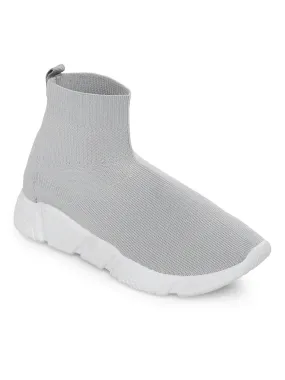 Grey Knitted Slip-On Sneakers