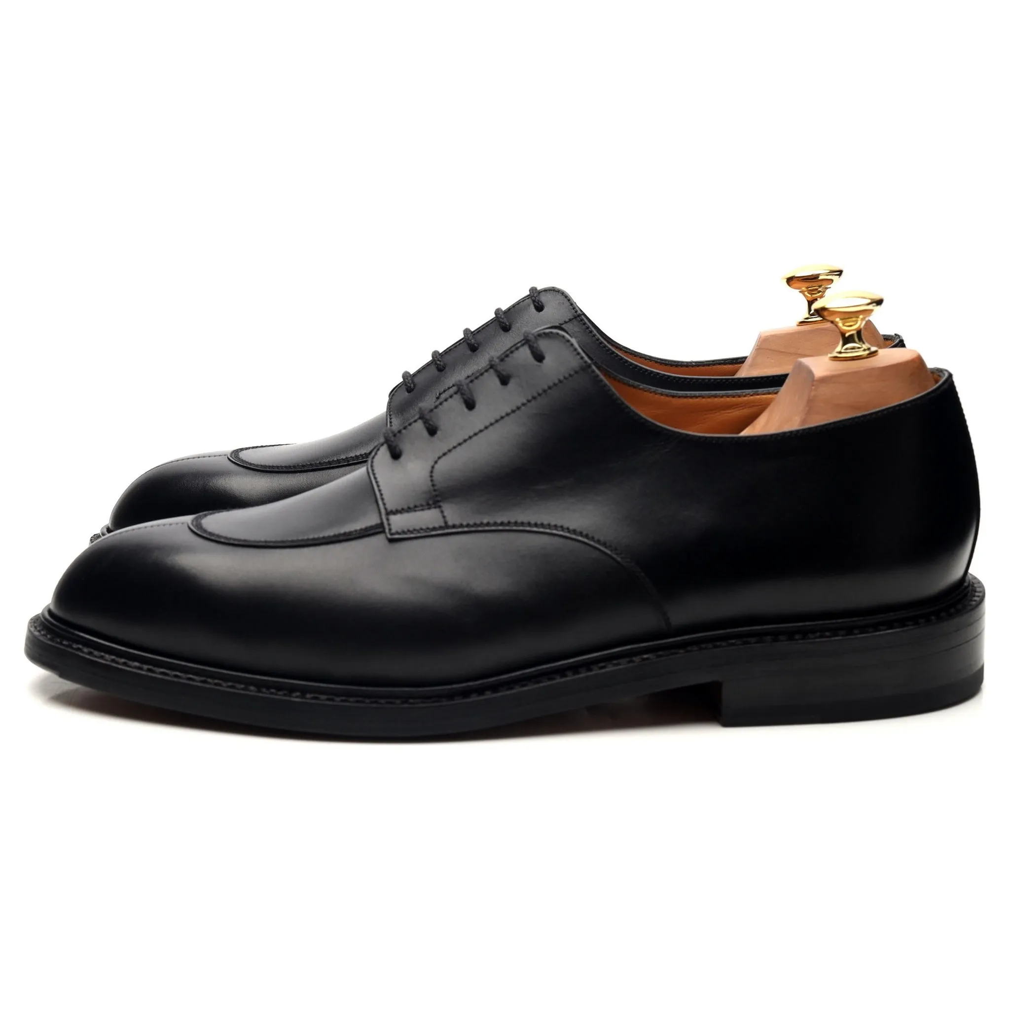 'Half-Hunt' Black Leather Split Toe Derby 10 D UK 10.5