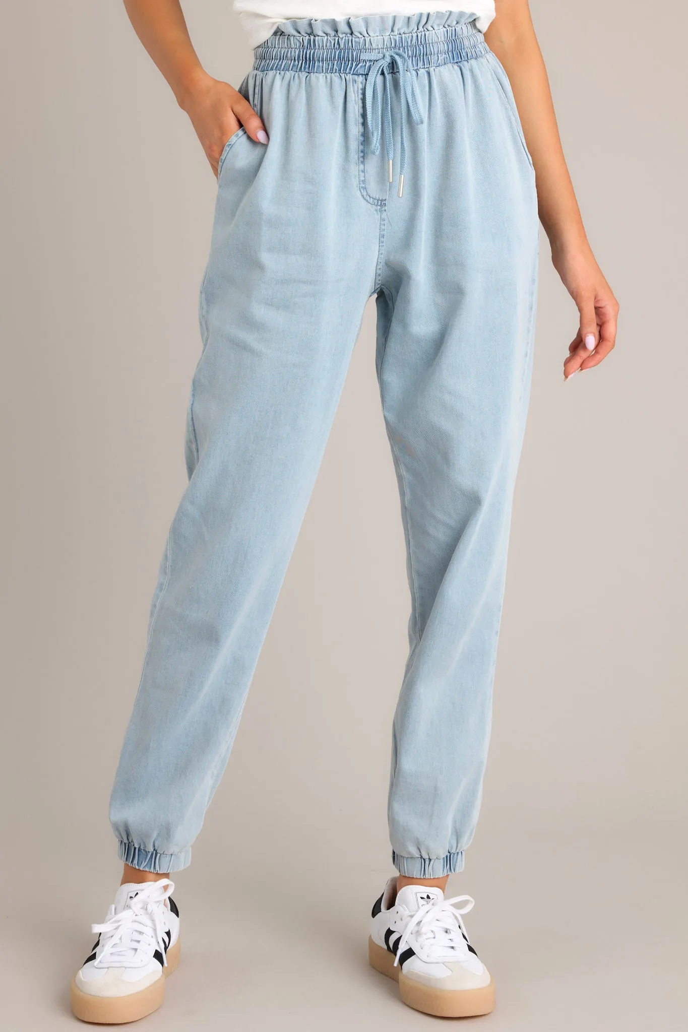 Harbor Horizon Light Chambray Cotton Joggers