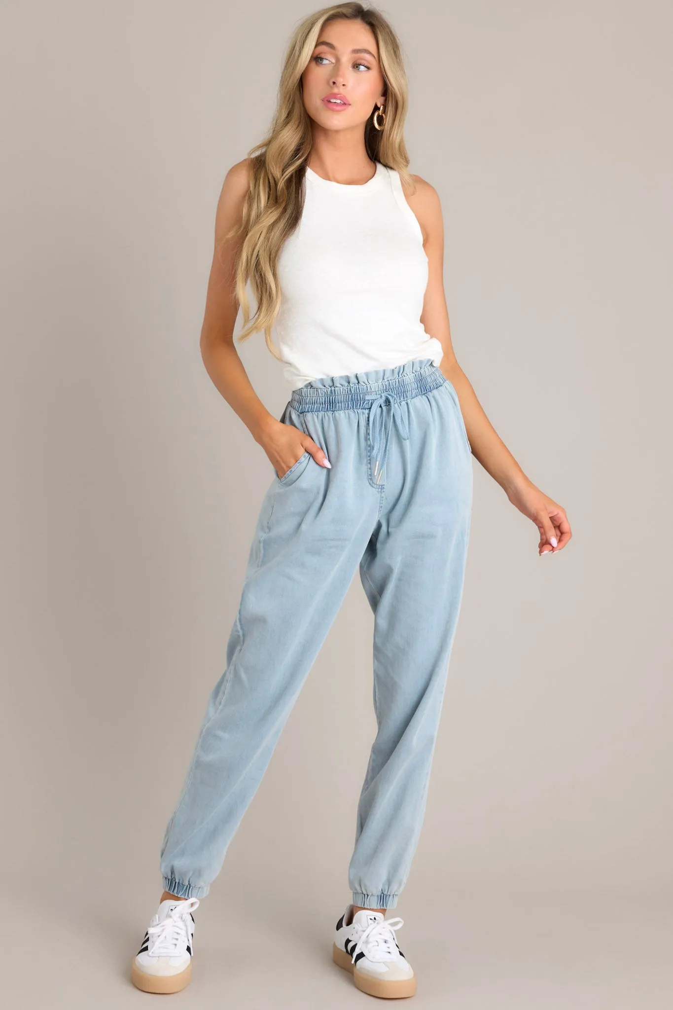 Harbor Horizon Light Chambray Cotton Joggers