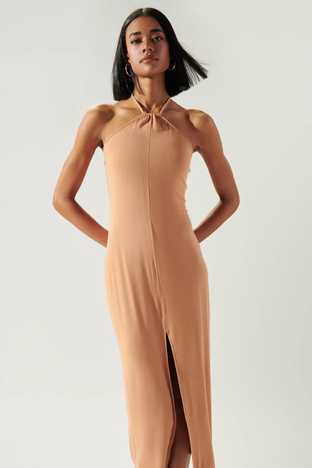 Harper Jersey Knit Halter Midi Dress