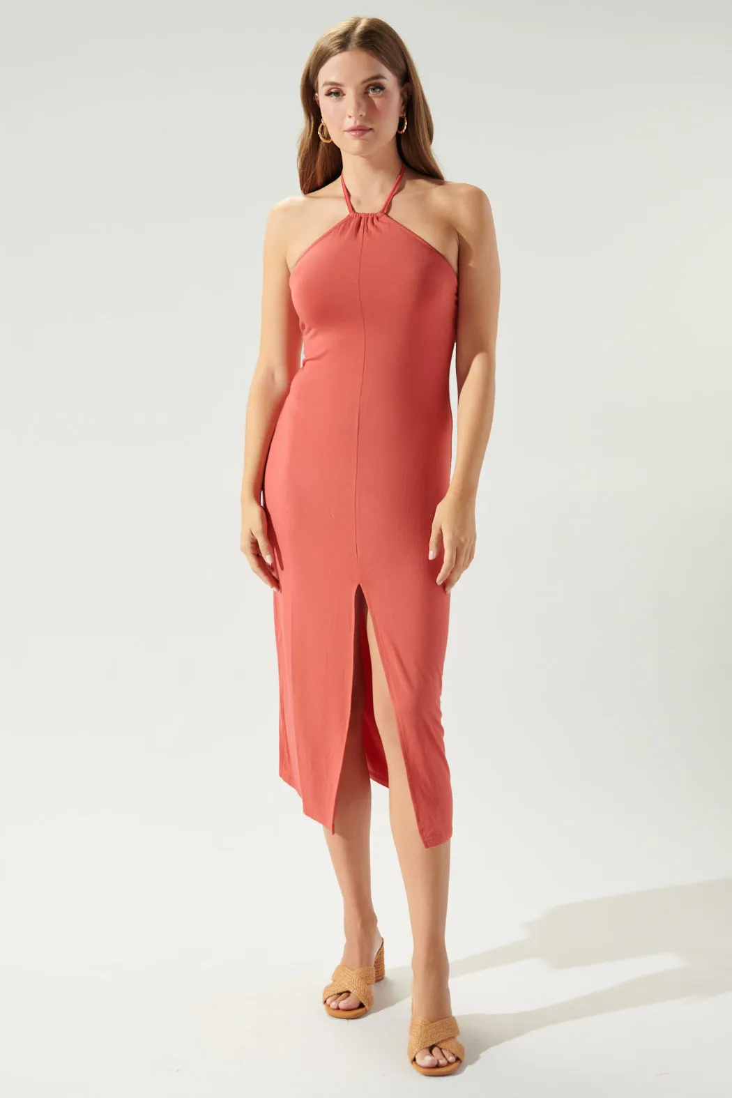 Harper Jersey Knit Halter Midi Dress