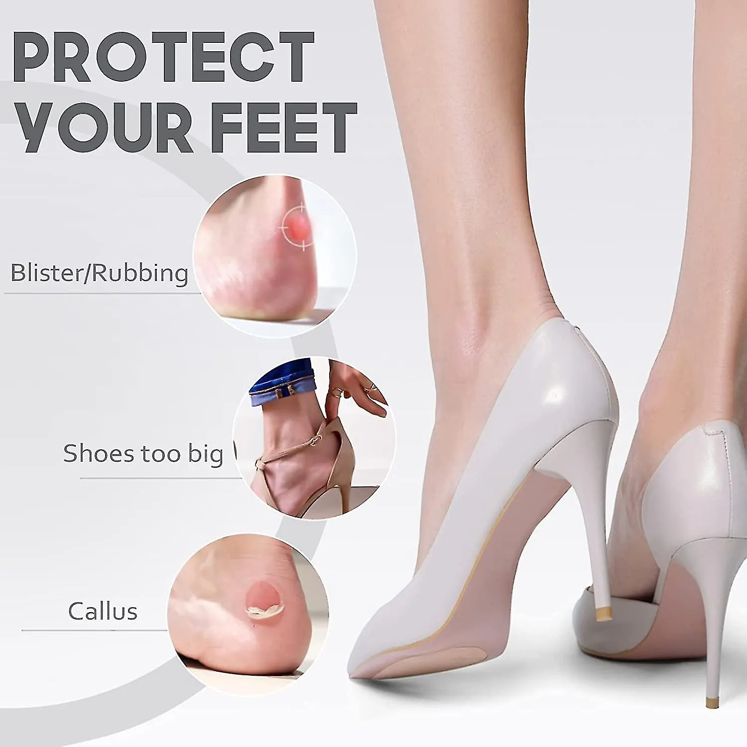 Heel Grips Silicone Sticker for High Heels - Prevent Blisters and Slipping