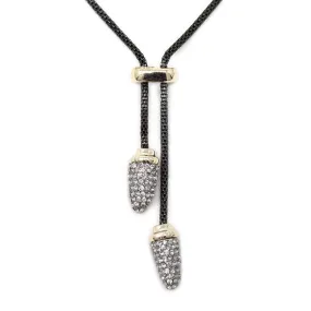 Hematite Two Tone Slide Necklace Cubic Zirconia