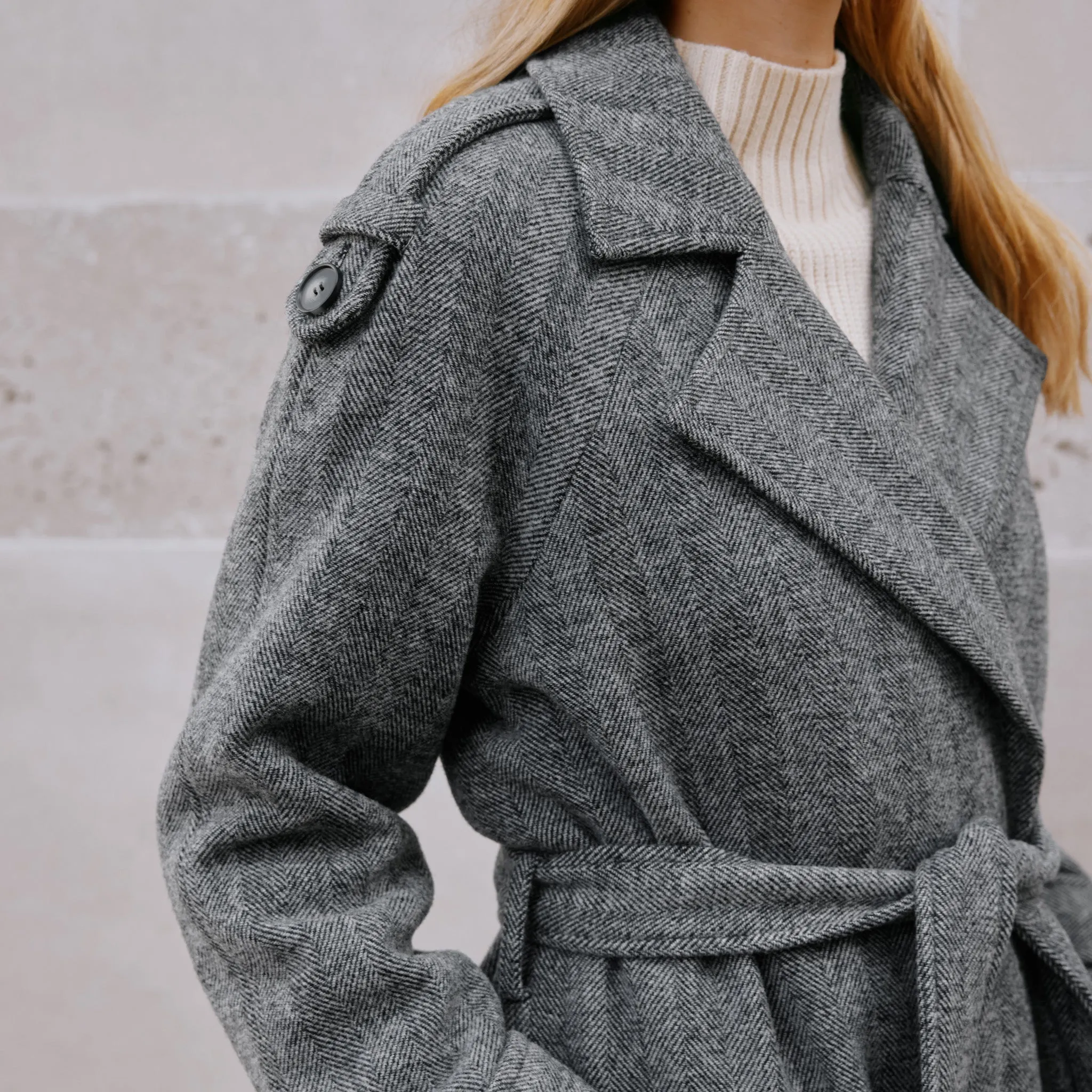 Herringbone Wool Mix Coat