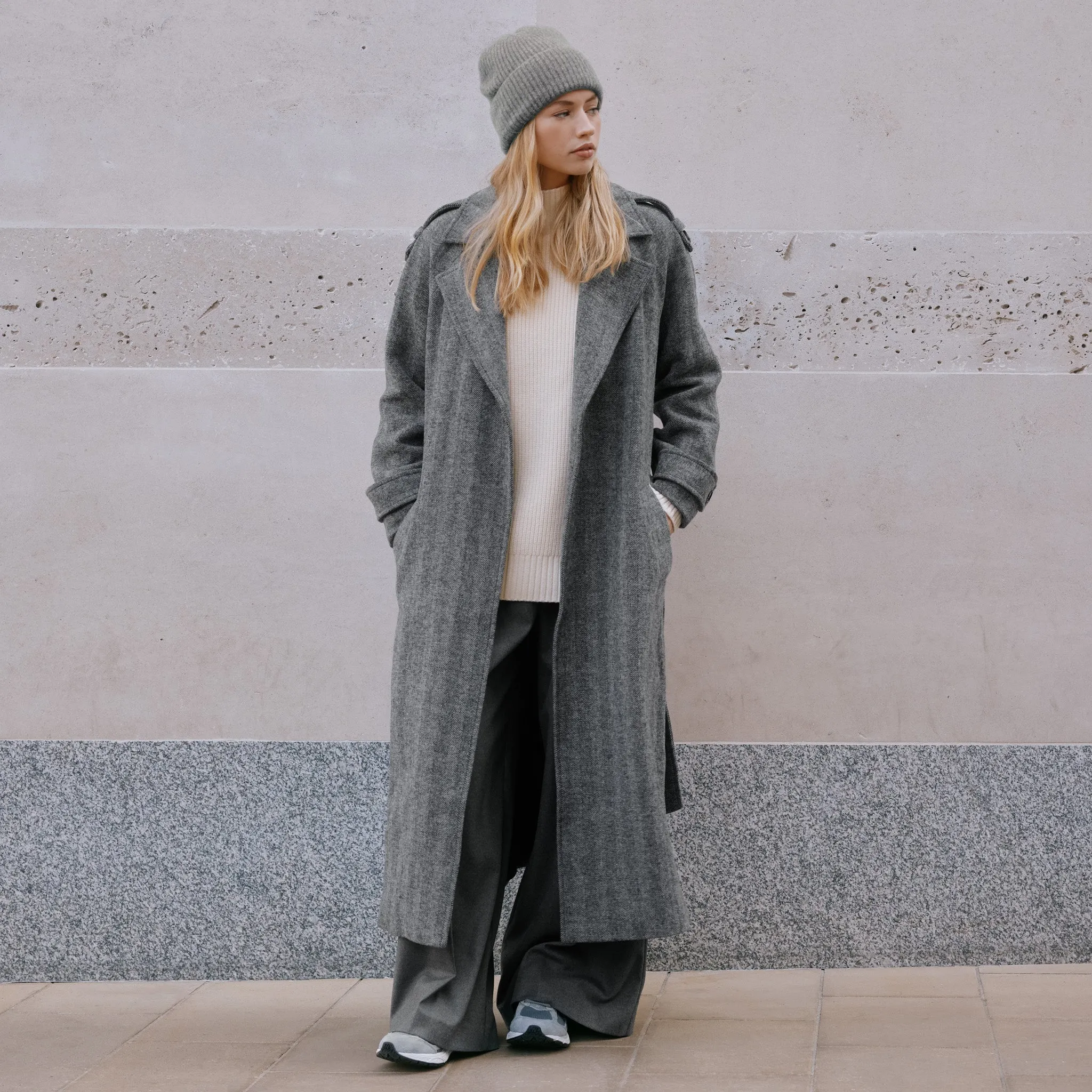 Herringbone Wool Mix Coat