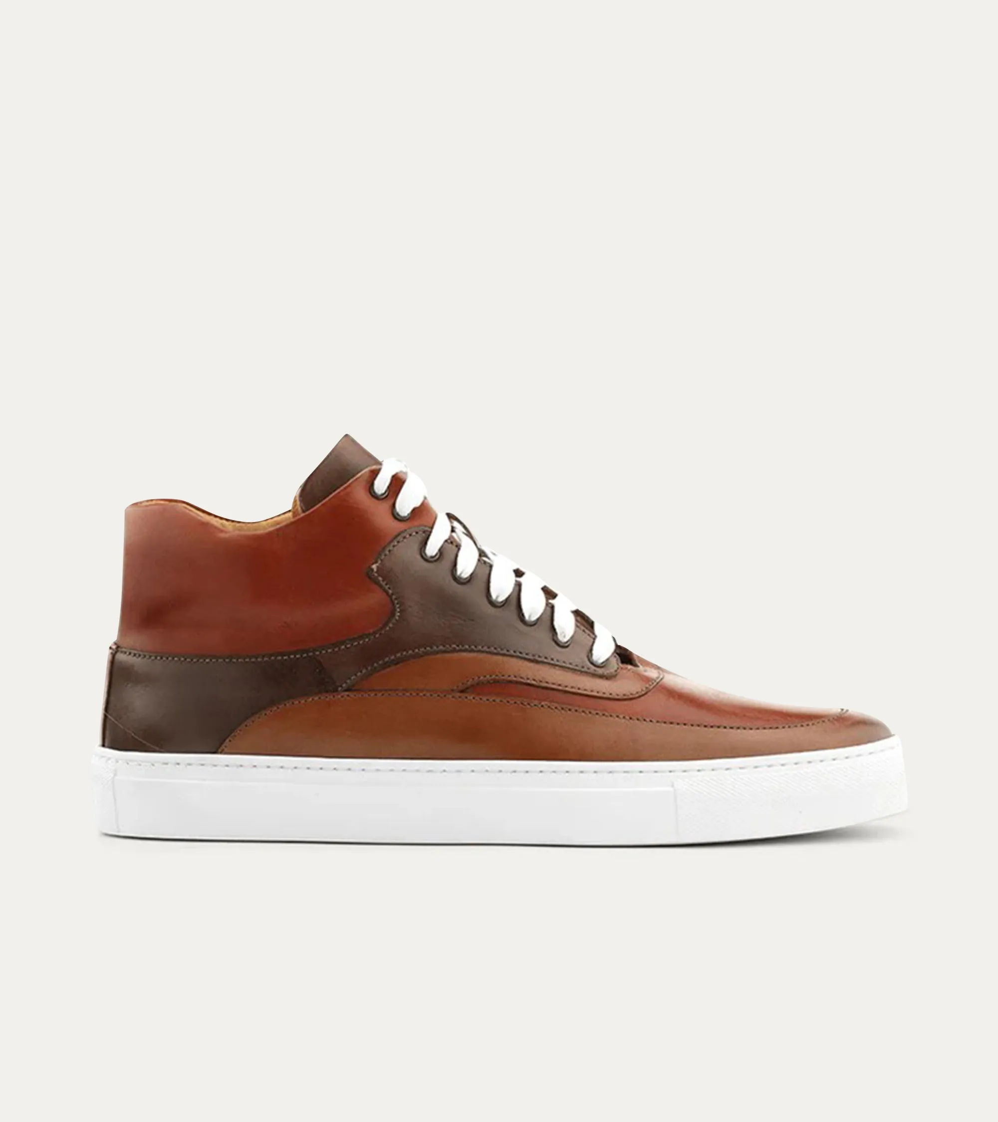 High Top Dress Sneakers In Cuoio & Cognac