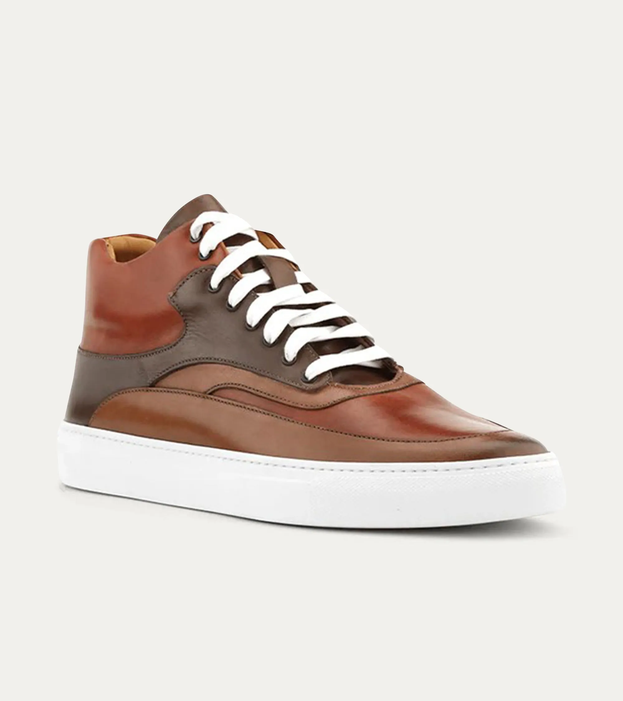 High Top Dress Sneakers In Cuoio & Cognac