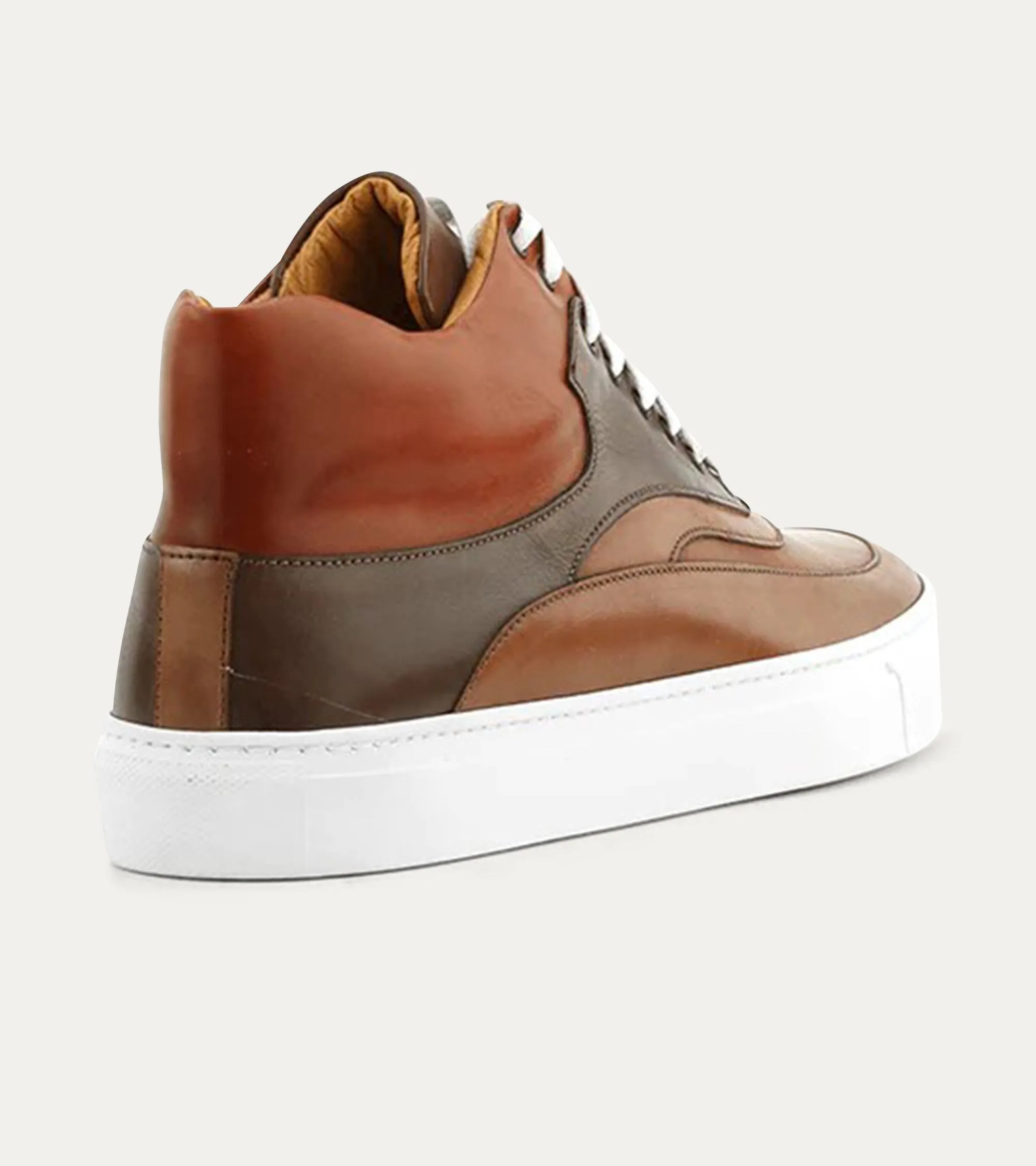 High Top Dress Sneakers In Cuoio & Cognac