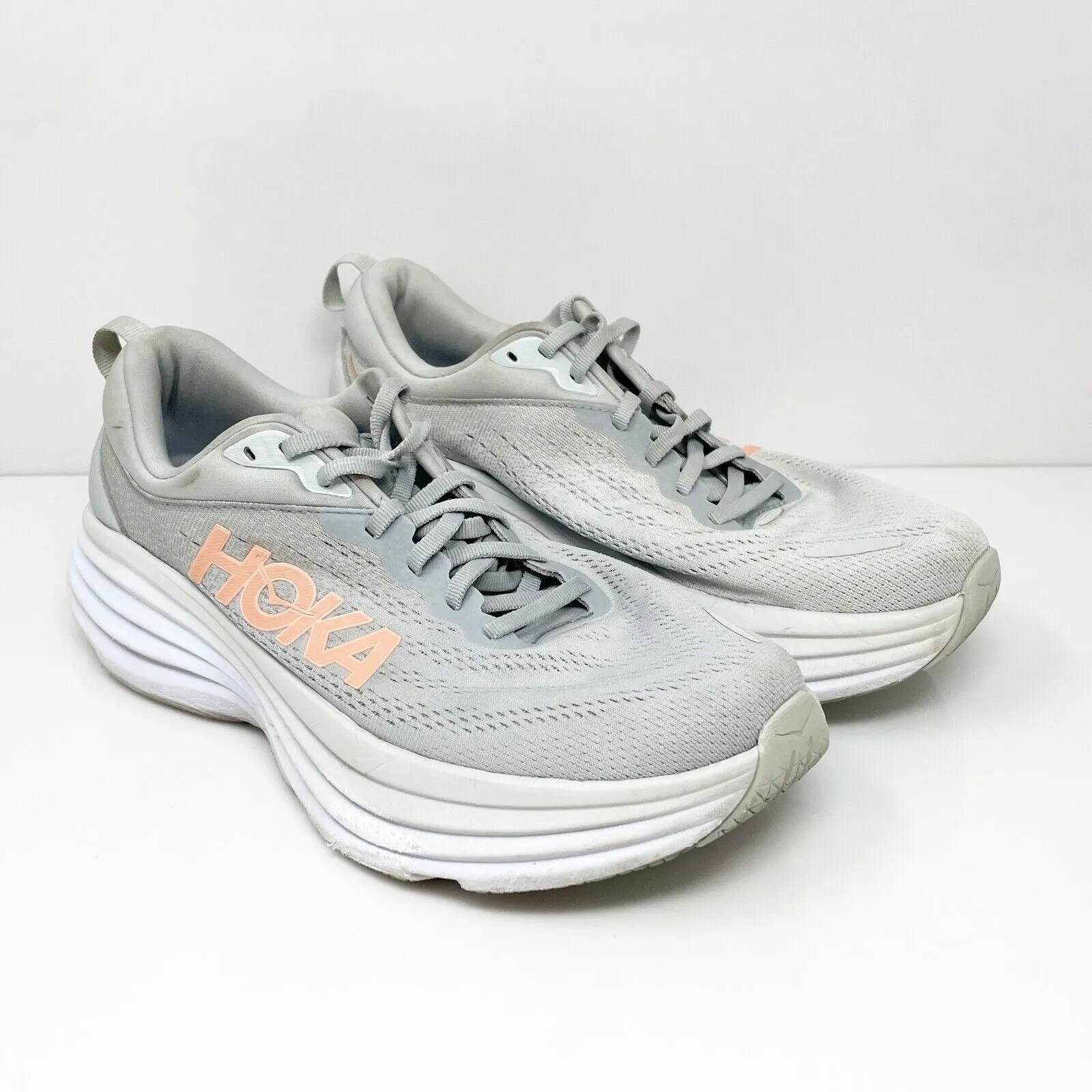 Hoka One One Womens Bondi 8 1127954 HMLR Gray Running Shoes Sneakers Size 9.5 D