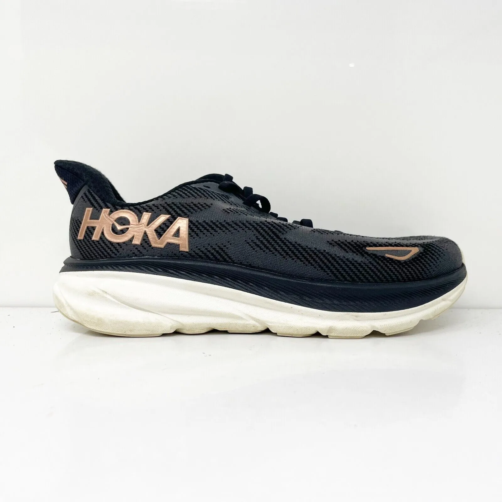 Hoka One One Womens Clifton 9 1132211 BRGL Black Running Shoes Sneakers Sz 7.5 D