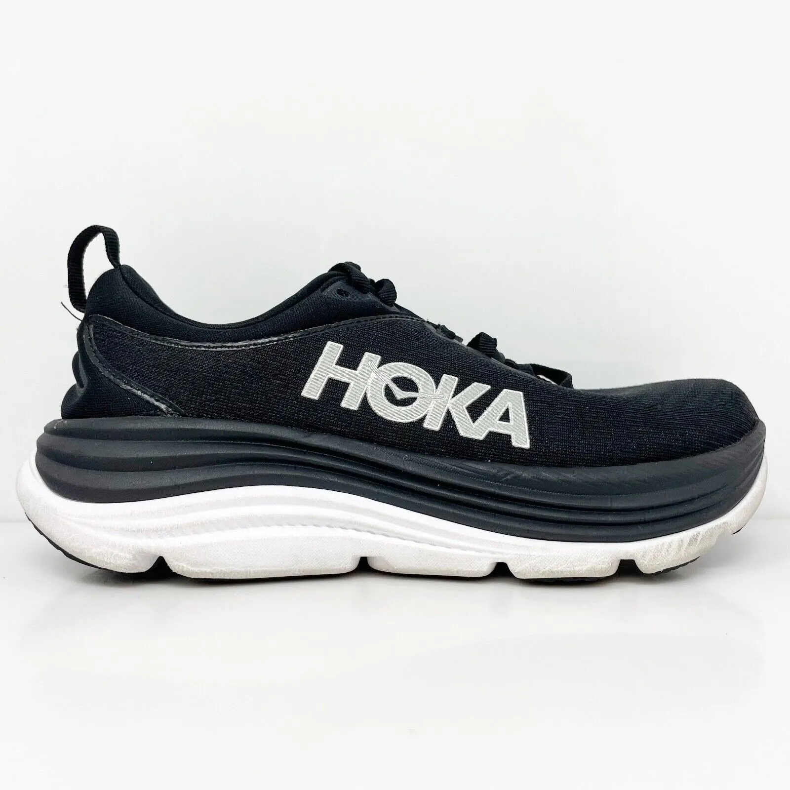 Hoka One One Womens Gaviota 5 1134235 BWHT Black Running Shoes Sneakers Sz 6.5 B