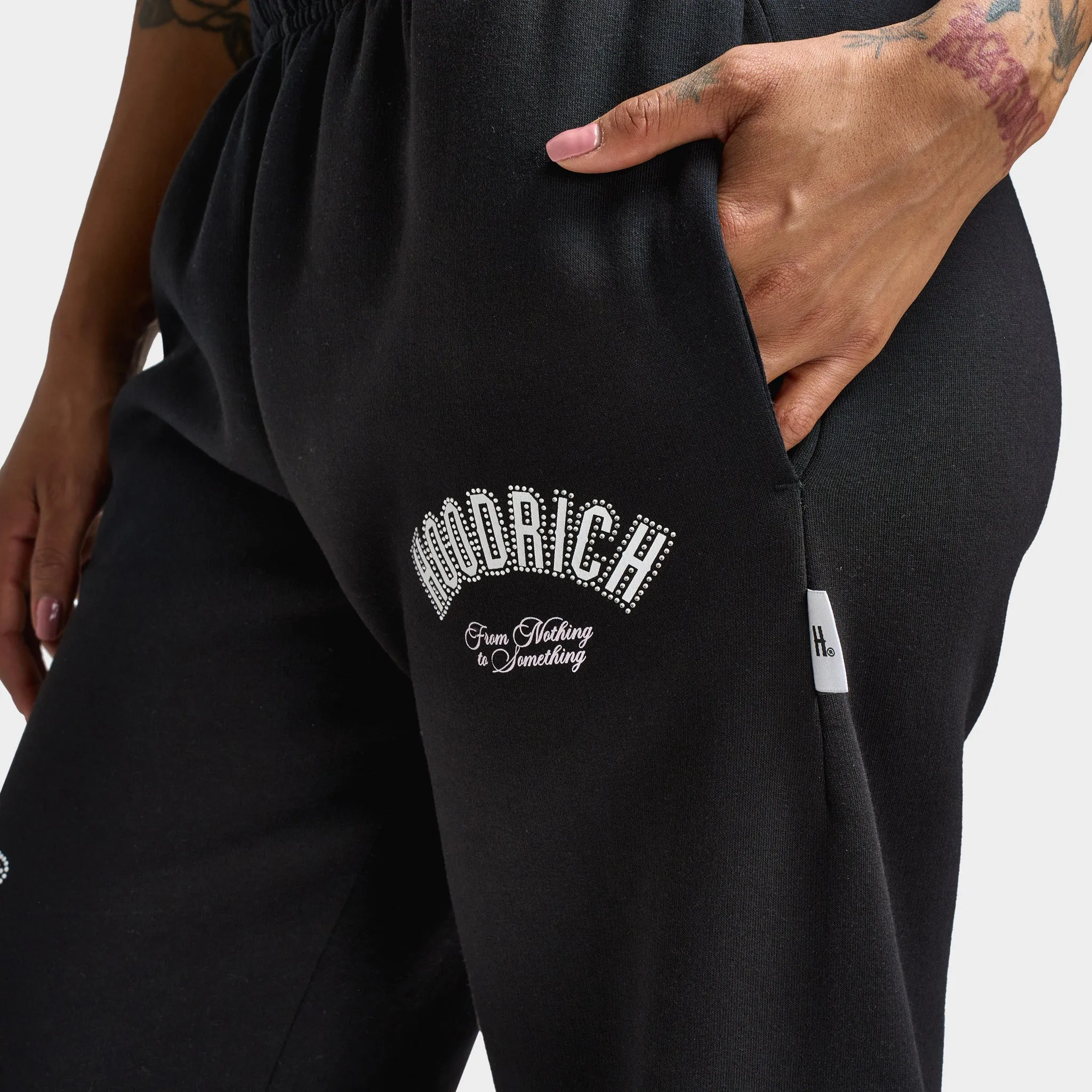 Hoodrich Women's Cherish Wide Leg Joggers Black / White - Festival Bloom