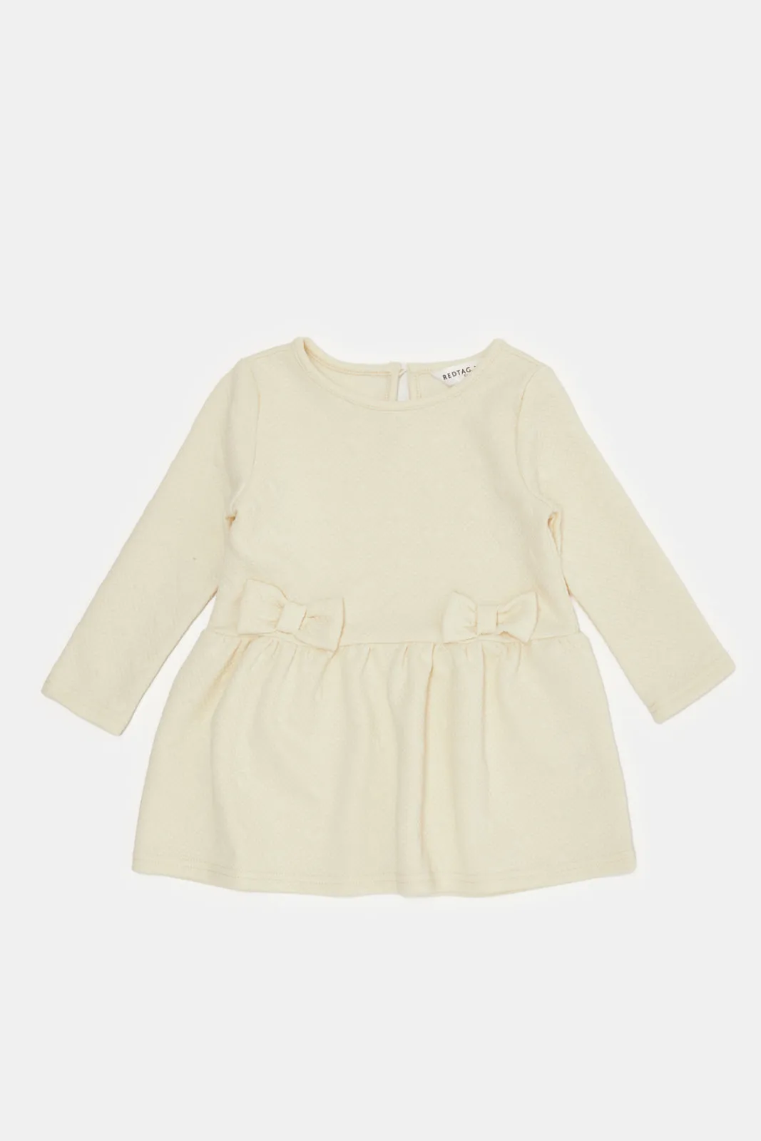 Infant Girls Beige Jacquard Dress