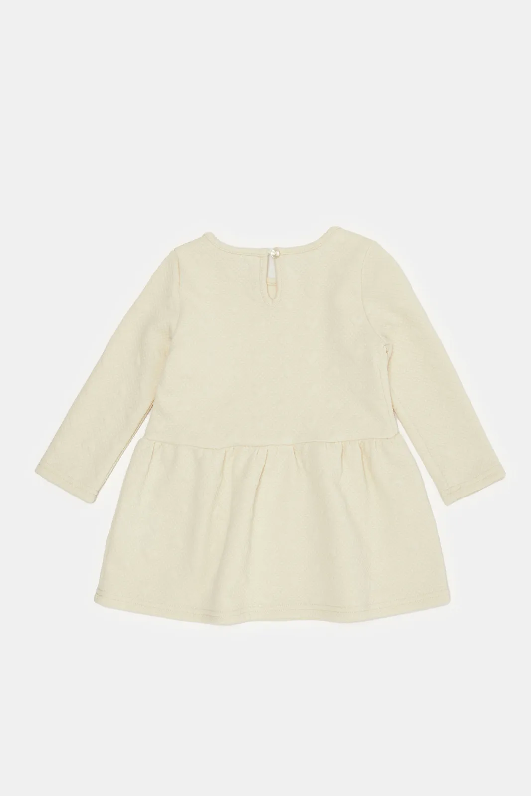 Infant Girls Beige Jacquard Dress